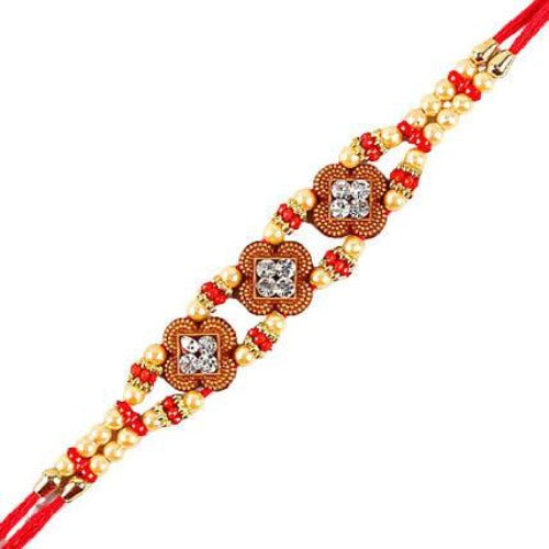 Ethnic American Diamond Rakhi and Fruit N Nut Chocolates Combo
