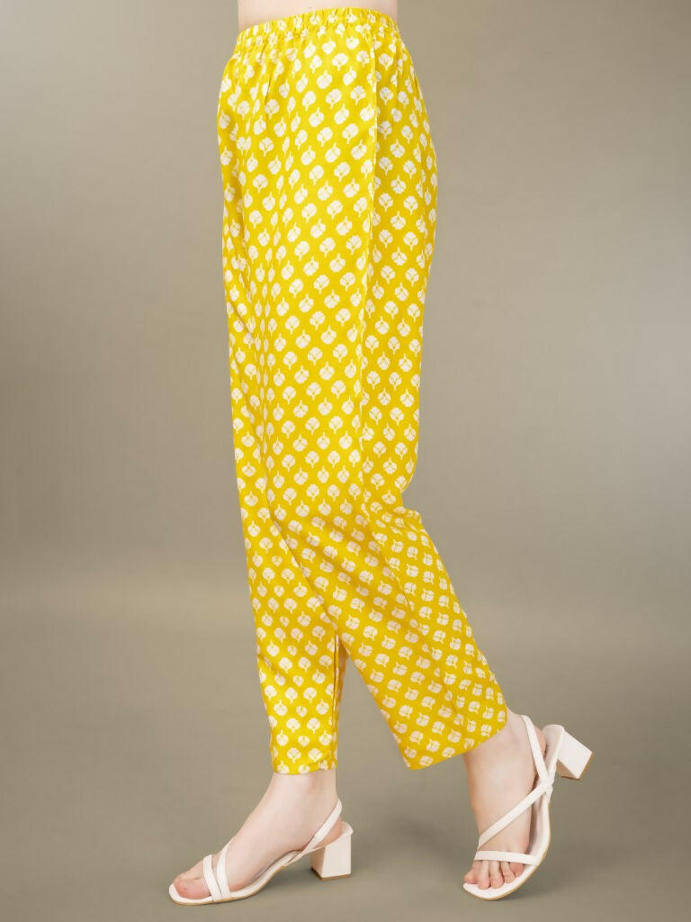 Jyoti Fashion Women's Yellow Rayon Embroidery & Sequence work Kurta with Trouser & Dupatta