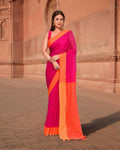 Joban Fashion Women Orange & Pink Trendy Cotton Saree
