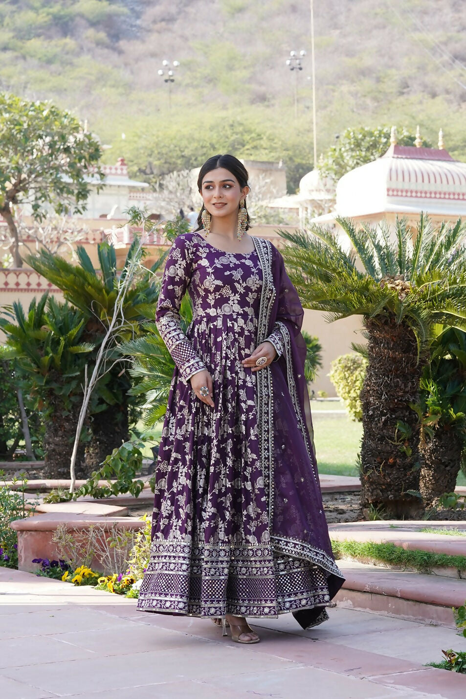 Joban Fashion Wine Viscose Jacquard Sequence Embroidery Work Kurta Set