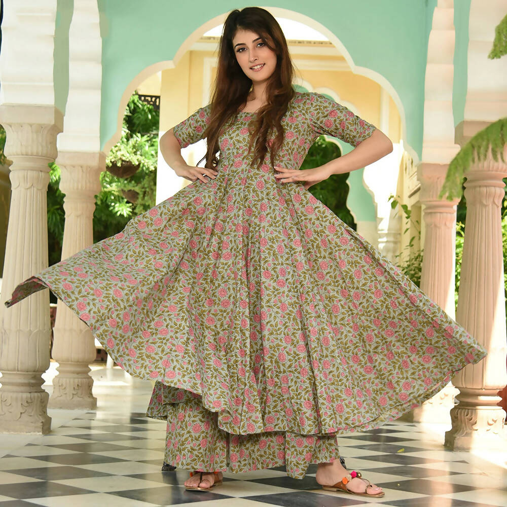 PartyWear Designer Light Sea Green Pure Maslin Palazzo Suit - Anbazaar