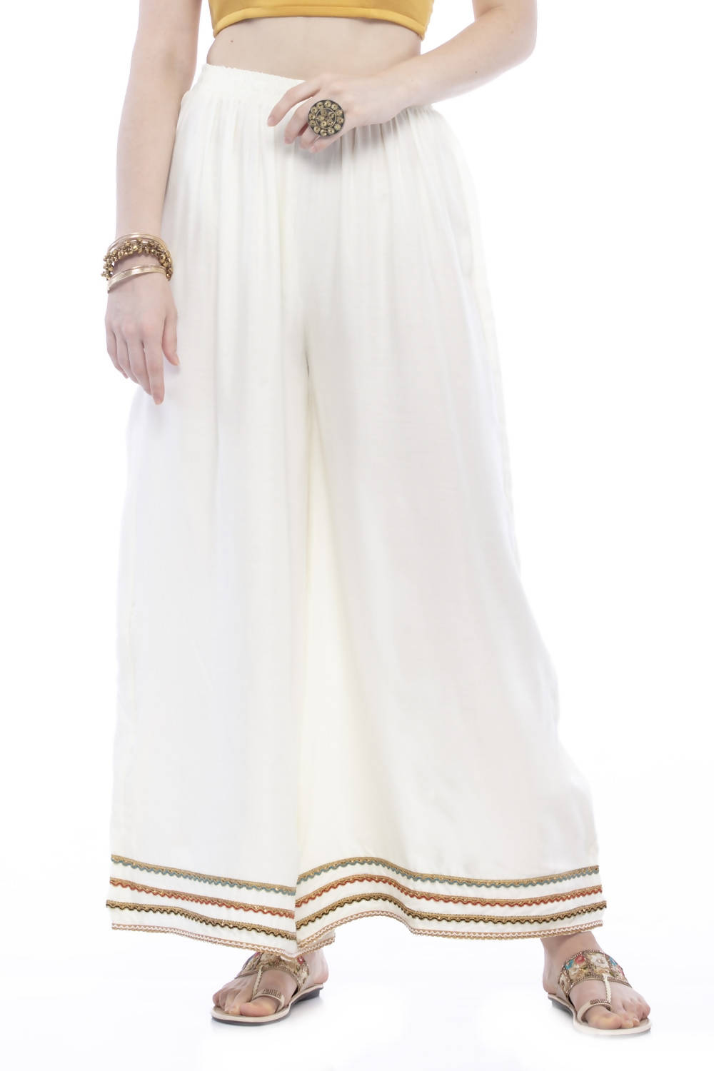 Mominos Fashion Reyon Cotton Cream Palazzo