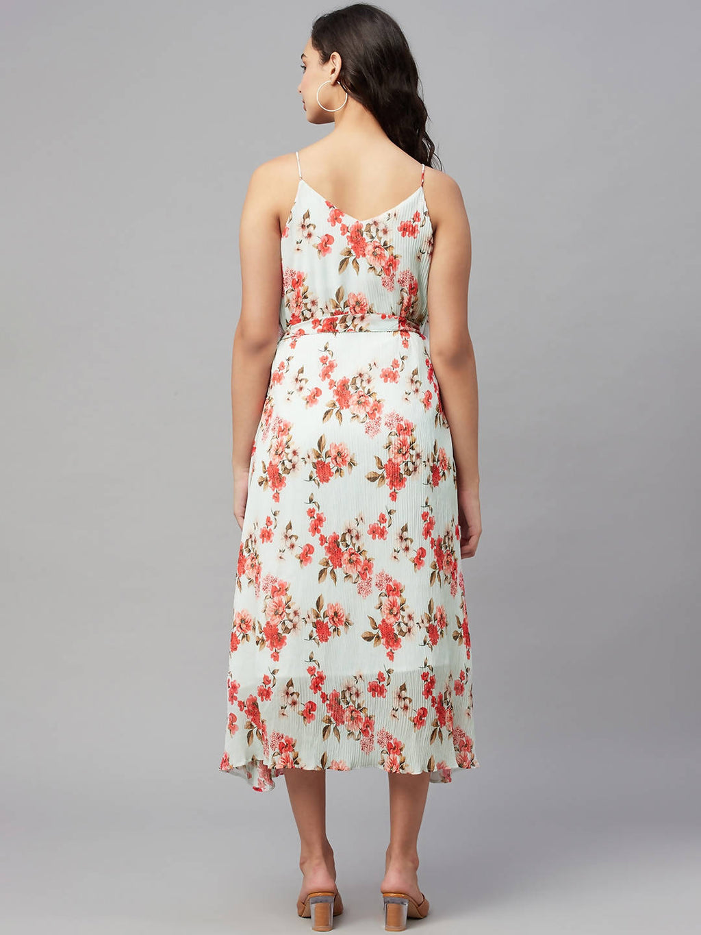 Myshka Women Multicolor Printed Sleeveless V Neck Dress