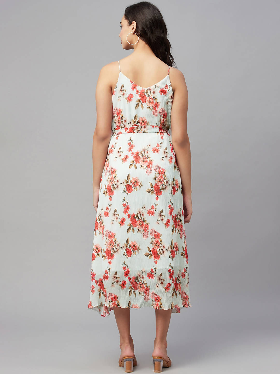Myshka Women Multicolor Printed Sleeveless V Neck Dress