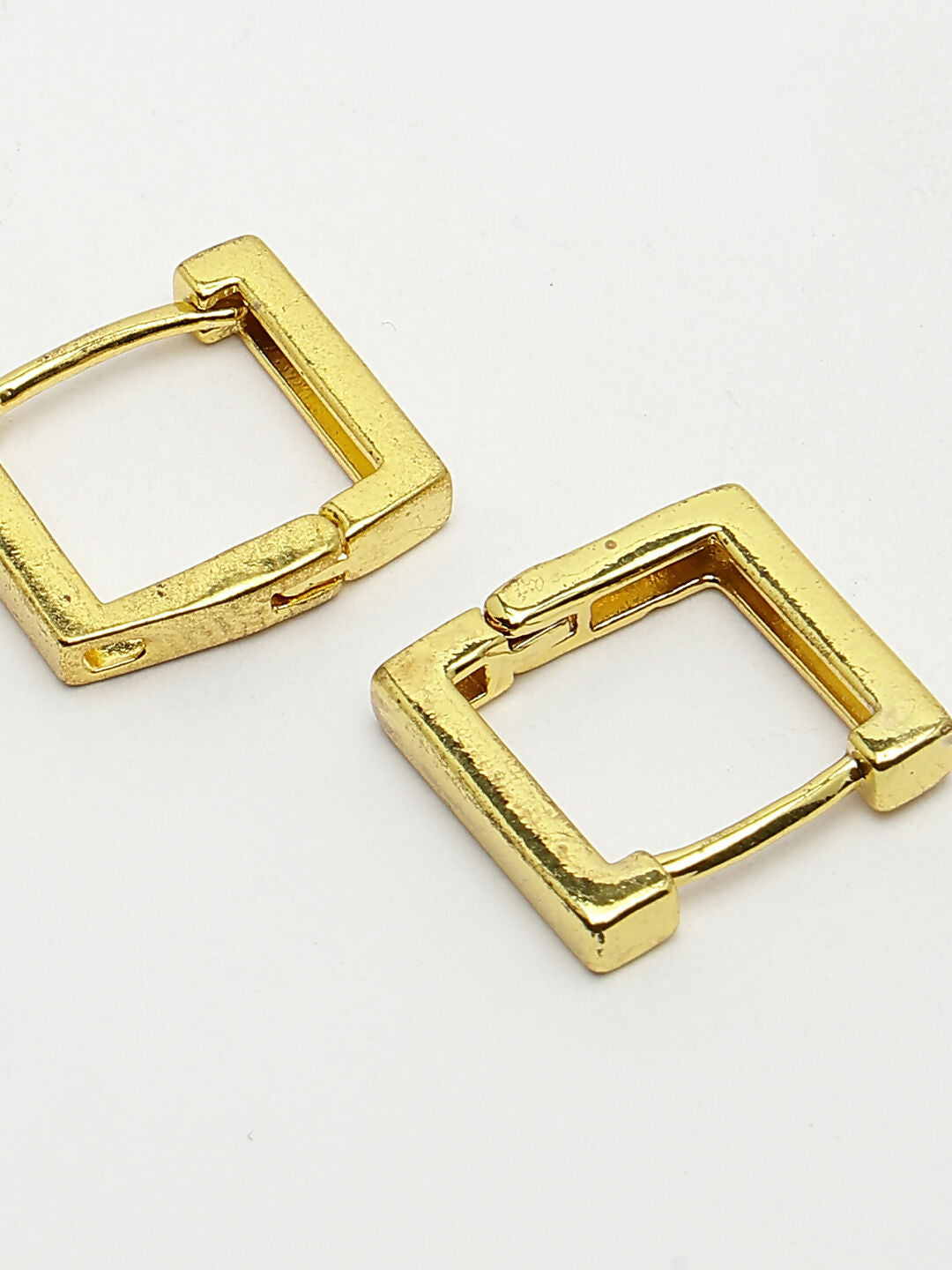 NVR Men's Gold-Polished Geometric Shape Stainless Steel Hoop Earrings
