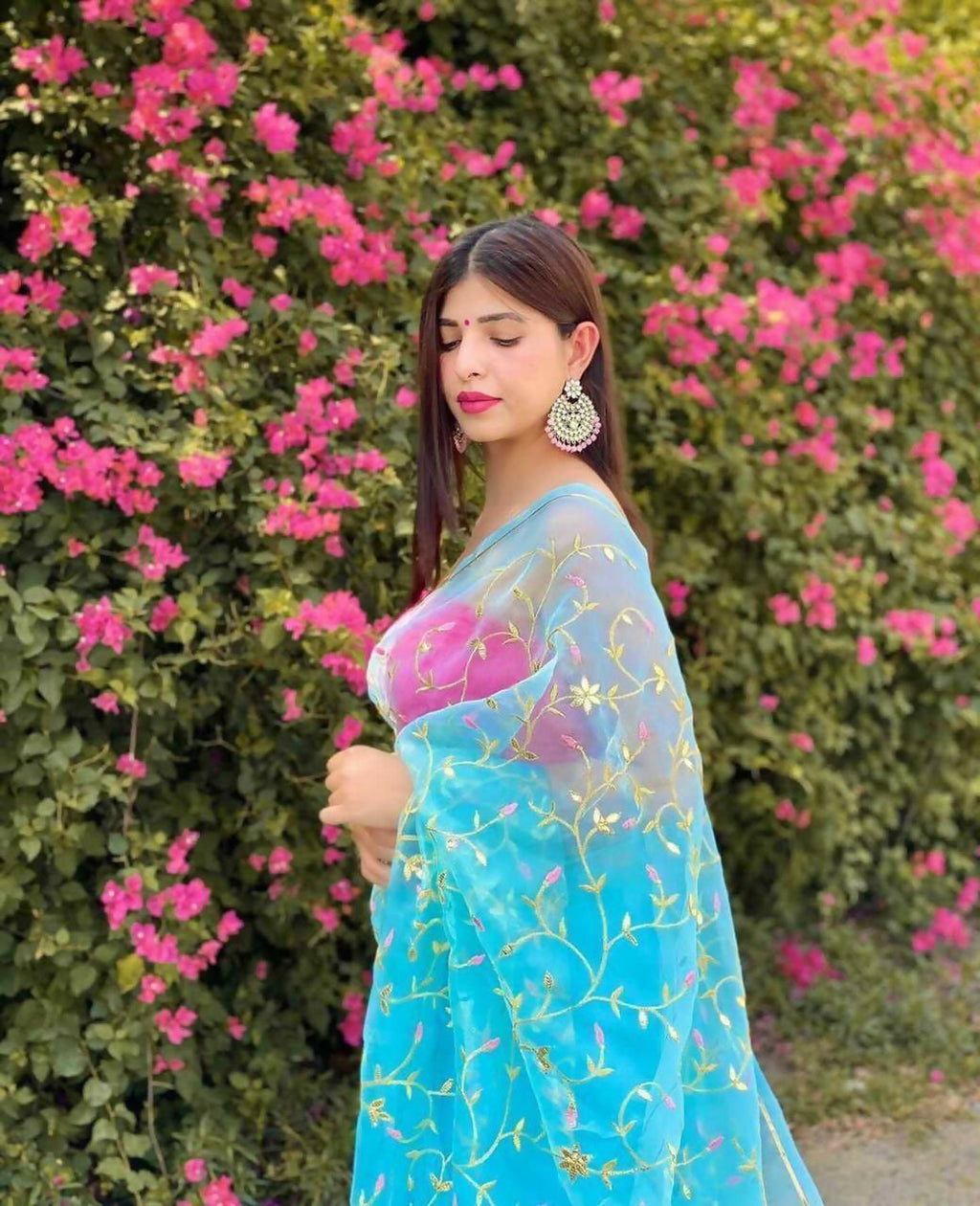 Vamsee Maya Jal Blue Organza Saree