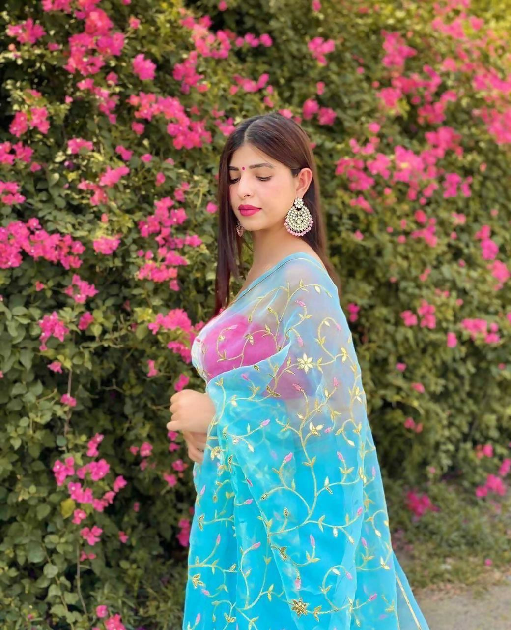 Vamsee Maya Jal Blue Organza Saree