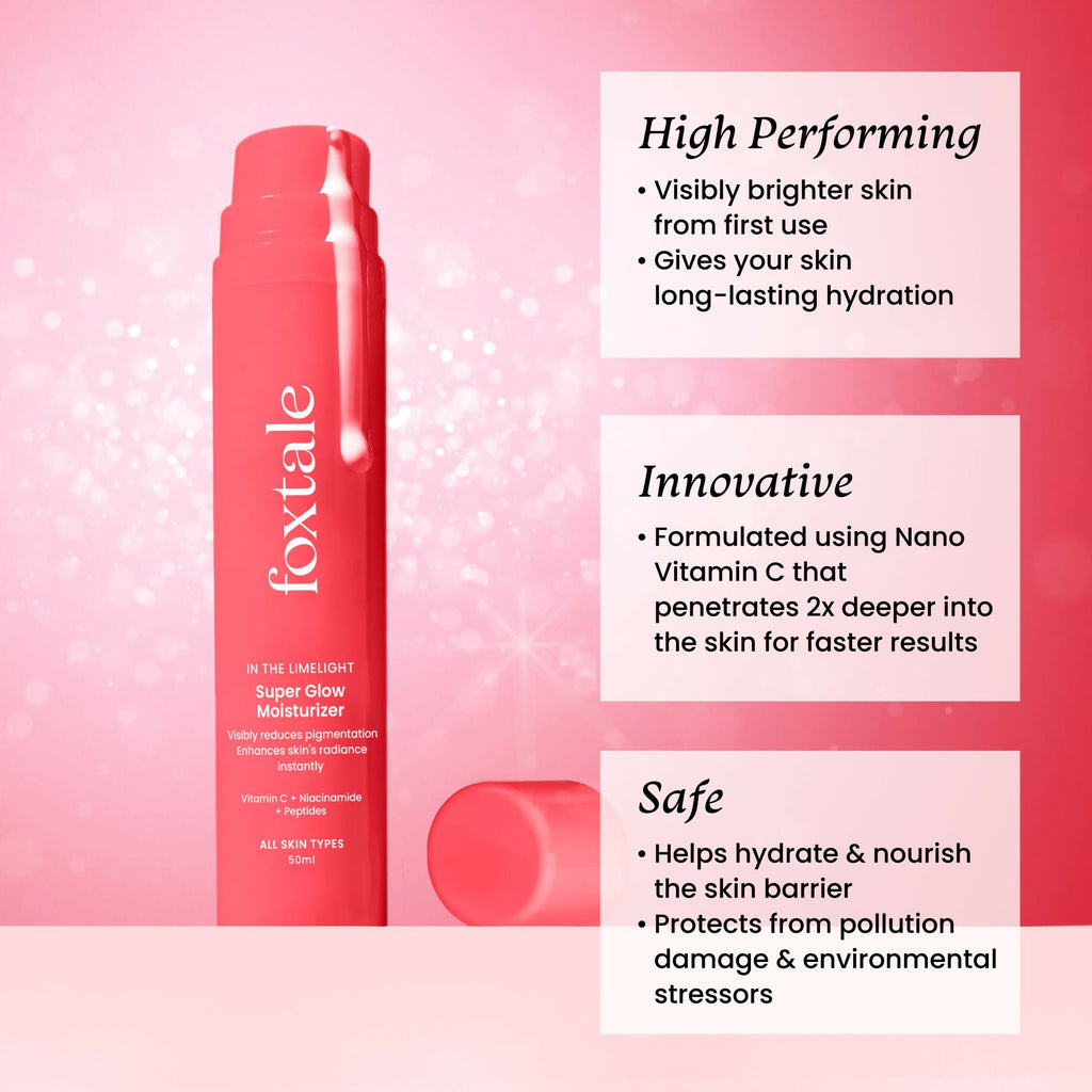Foxtale Super Glow Moisturizer With Nano Vitamin C For Instant Brightening, Hydration & Glowing Skin, Reduces Dark Spots, Uneven Skin Tone, Pigmentation