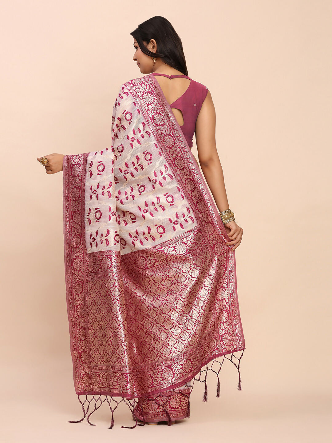 Shree Shyam Fashion Linen Cotton Purple Saree