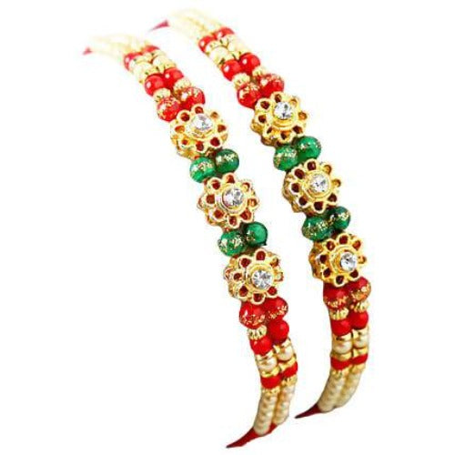 Set of 2 Charming Beads Rakhi and Cashew Jar Combo