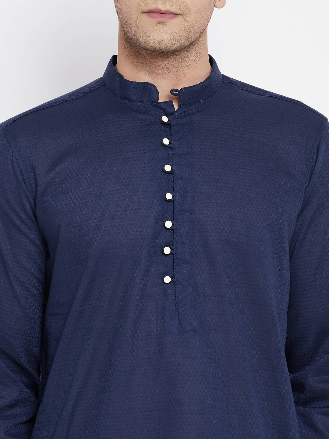 Even Apparels Blue Color Rayon Men's Kurta With Band Collar