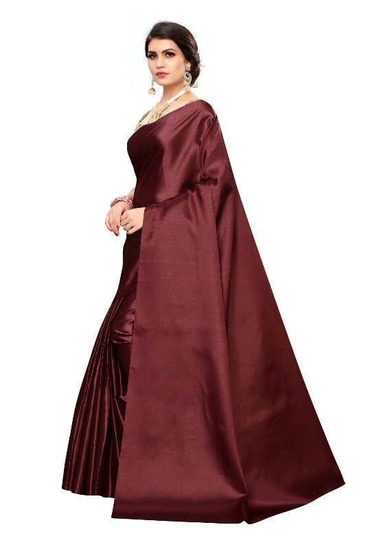 Vamika Maroon Satin Designer Saree (DUST MAROON)