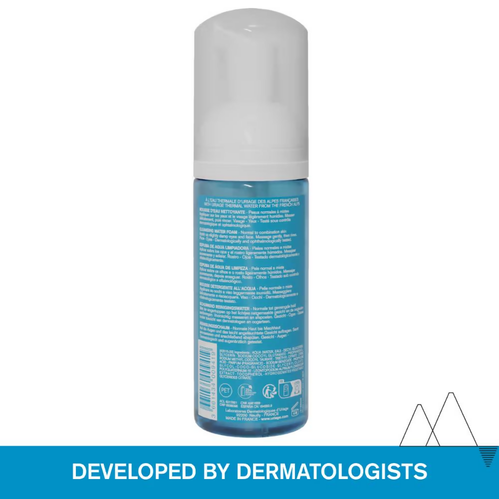 Uriage Face Cleanser Make-Up Remover Ultra-Soft Airy Foam Rinse-Off Cleanser
