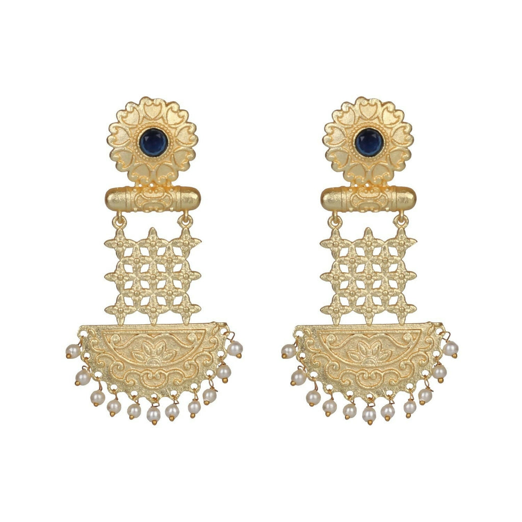 Joban Fashion Women Matte Gold Brass Earrings