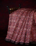 Wine Colored Floral Design Semi Chanderi Saree By Gayathri Reddy Designer Studio