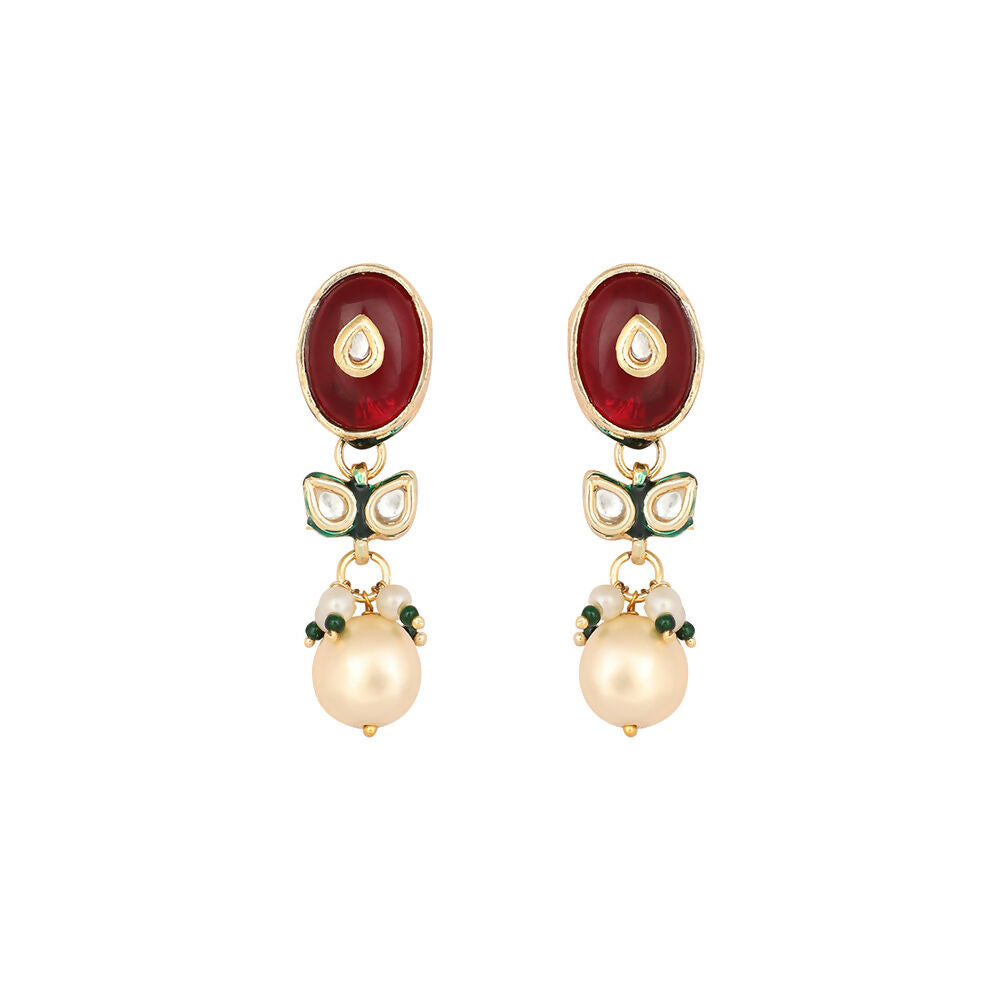 Nuyug 22K Gold Plated Radiant Sage Stone Kundan Necklace