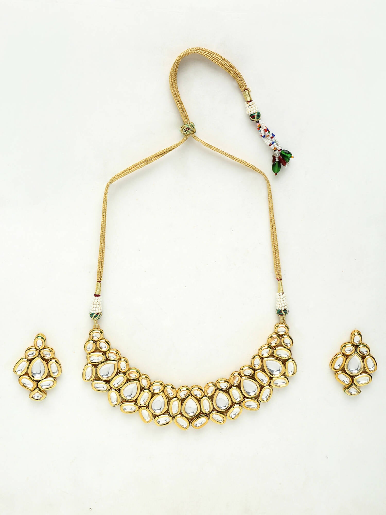 Kundan Choker With Earrings - Ruby Raang