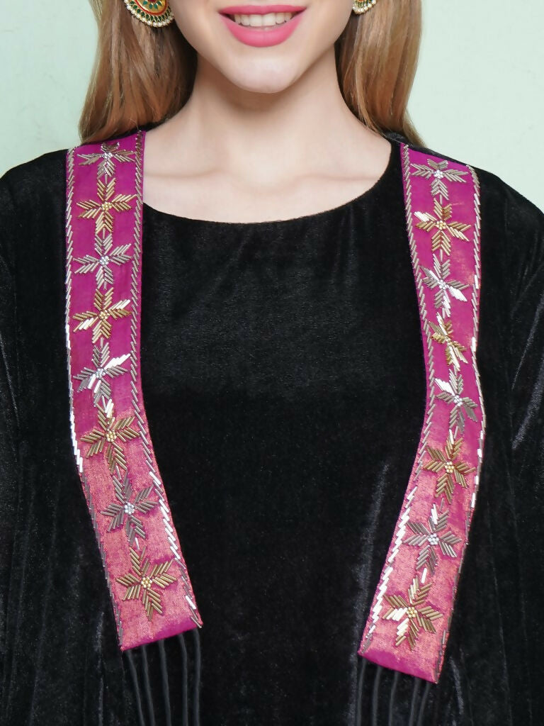 Joban Fashion Black Dhoti Salwaar with Inner and Hand Embellished Jacket