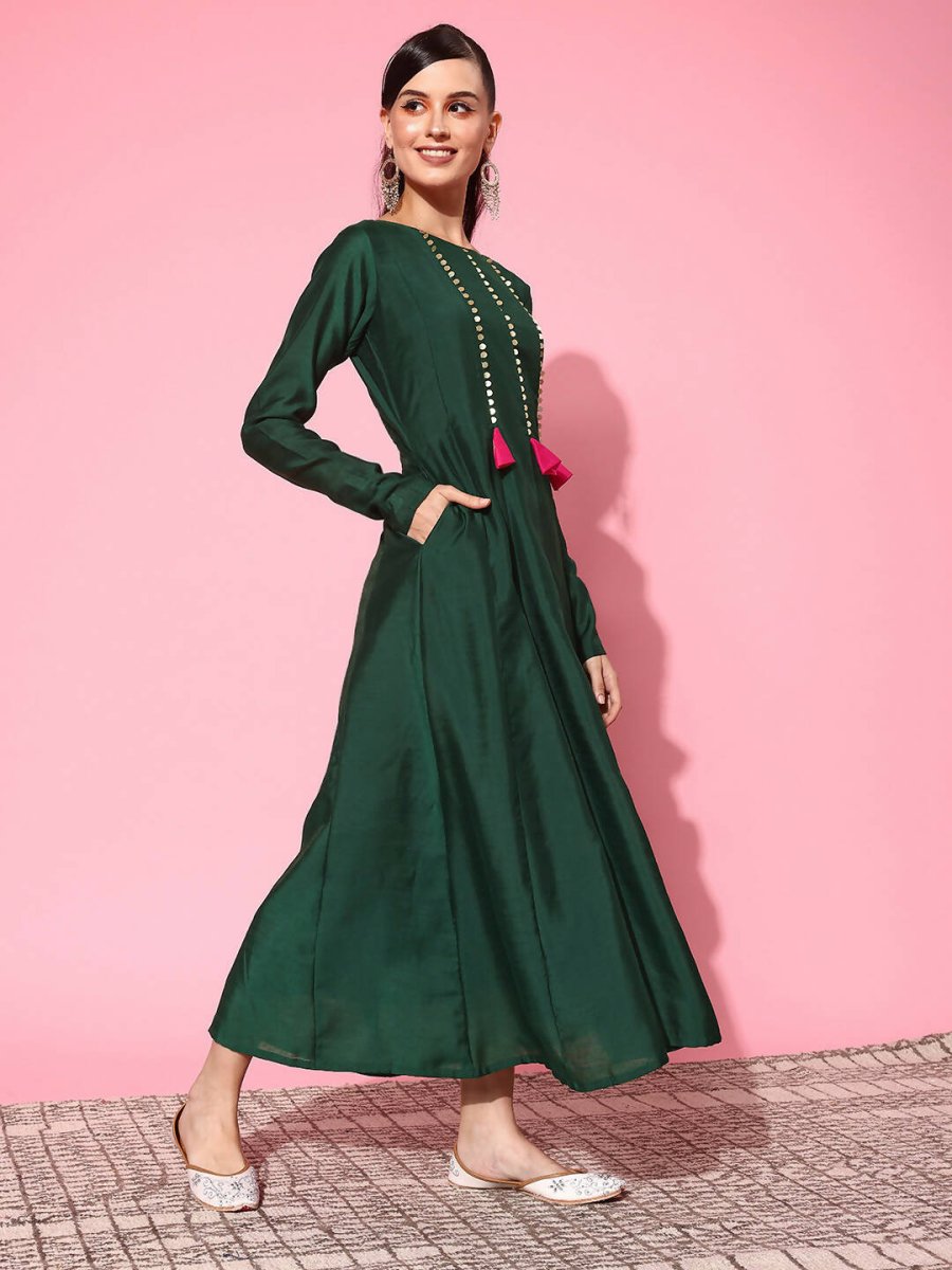 Ahalyaa Women's Traditional wear Ethnic Dress - Green