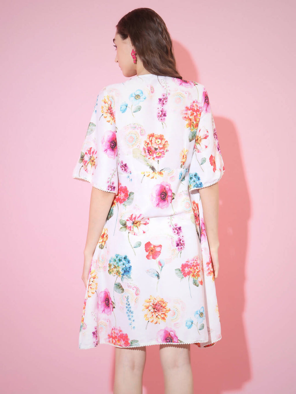 Myshka Women's Multi Floral Printed Empire Dress