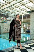 Jyoti Fashion Women's Black Faux Georgette Heavy Embroidery and Moti Work Kurta Set