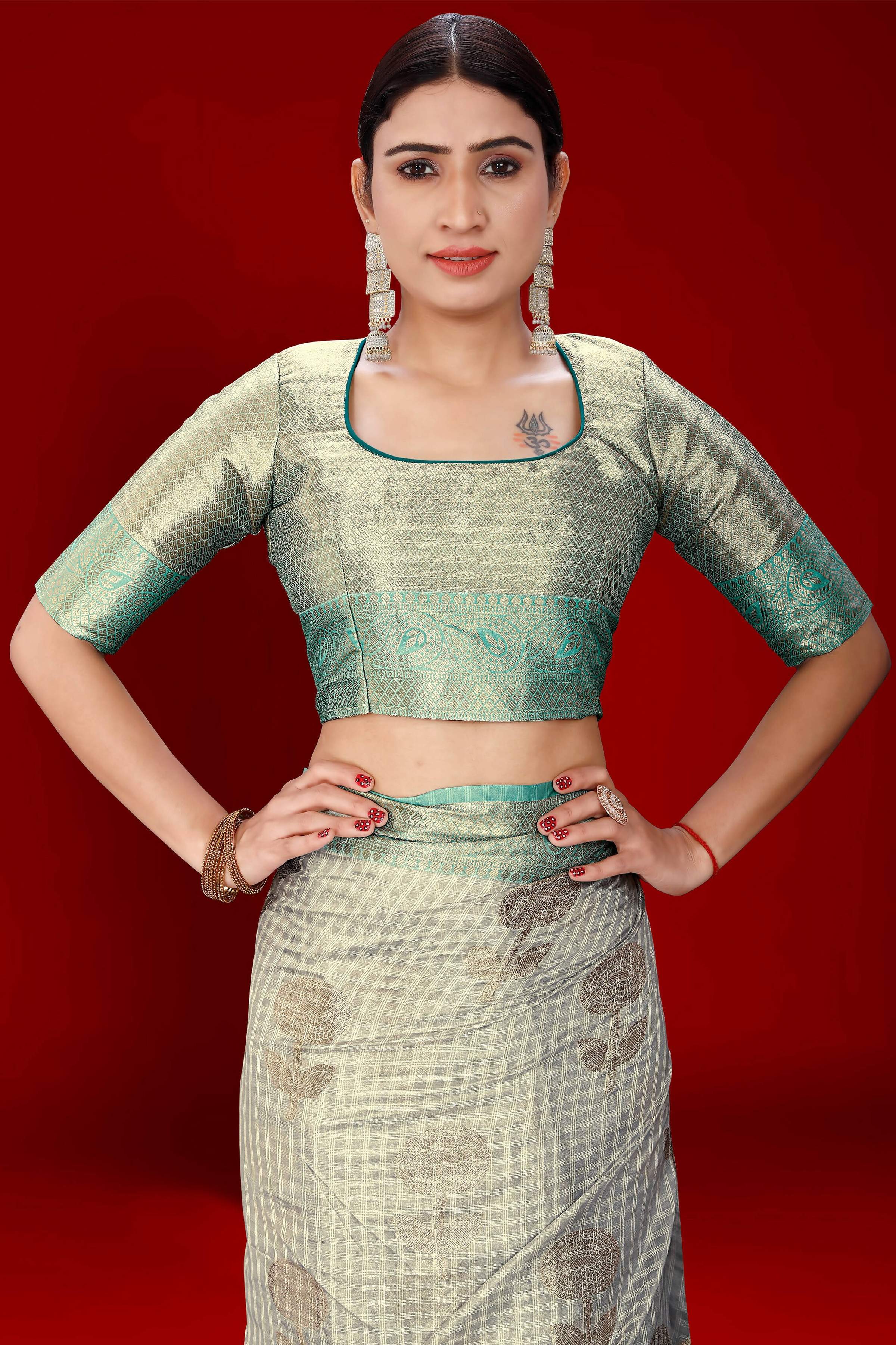 Grey Soft Organza Woven Design Saree With Unstitched Blouse Piece - Zaara
