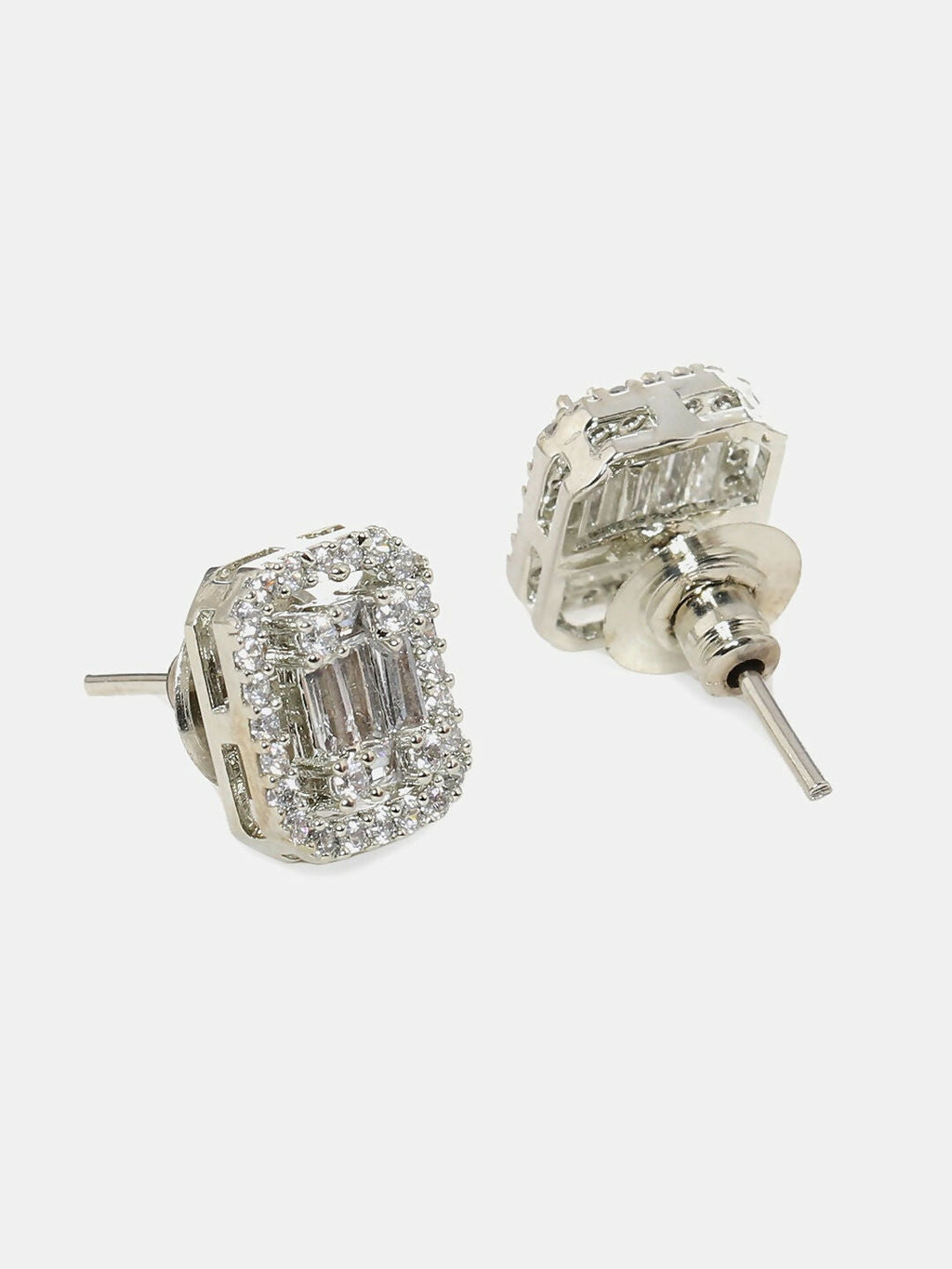 Silver Diamond Studs- Ruby Raang