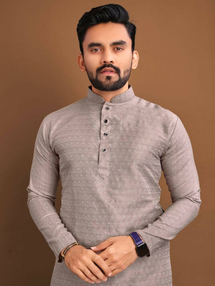 Indian Ethnic Mens Kurta Pajama Party Wear by Infinity Export - Light Brown