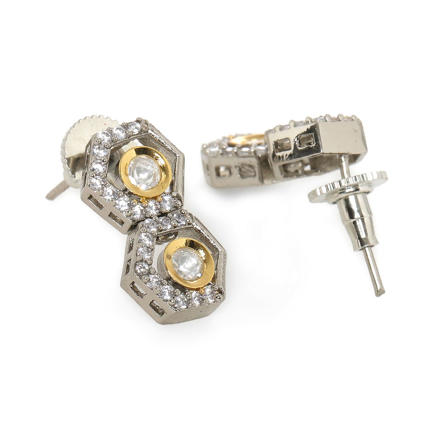 Duet Silver and Gold Earrings (Silver) - Ruby Raang