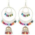 MS Fashion India Oxidized Silver Two Layered Hoop And Bali Earrings For Girls And Women