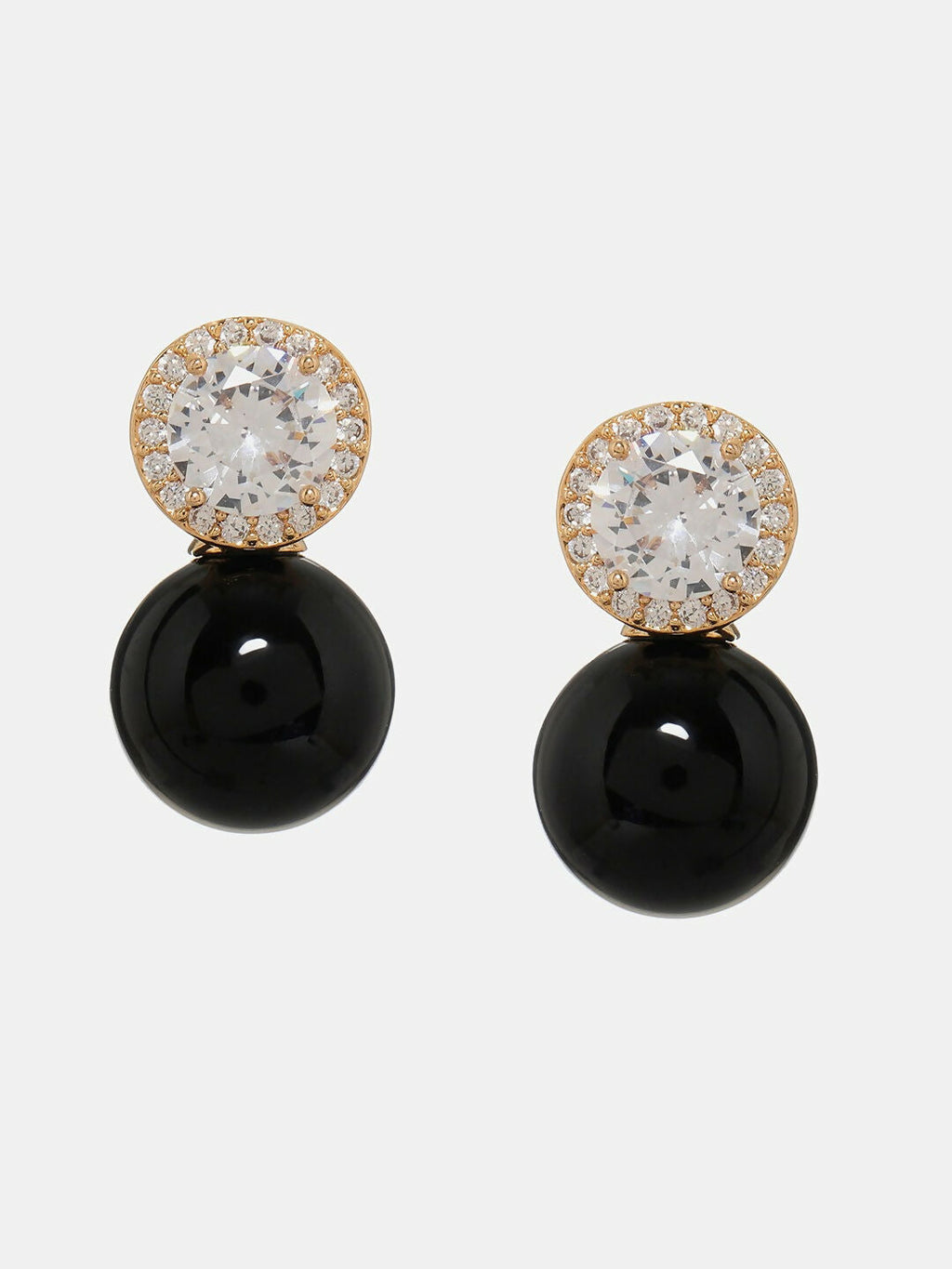 Diamond Studs with Black Drop- Ruby Raang