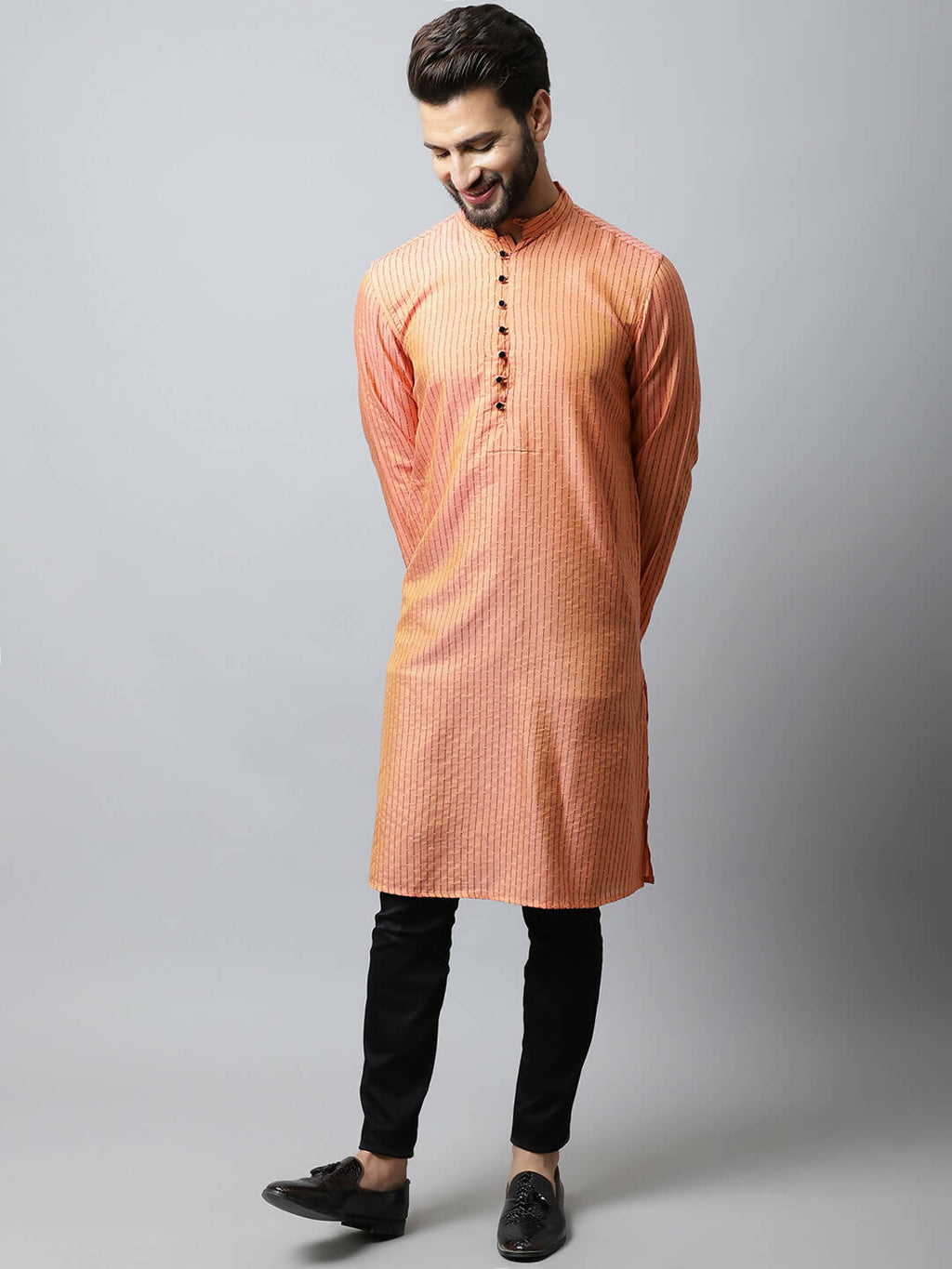 Even Apparels Red Color Pure Cotton Men's Kurta With Side Placket (STR1199)