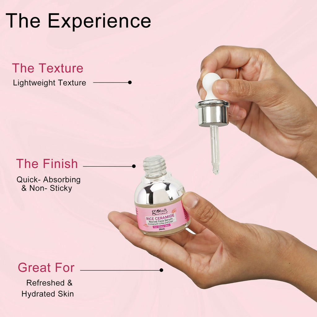 Globus Naturals Rice Ceramide Revival Face Serum, For Korean Glass Skin