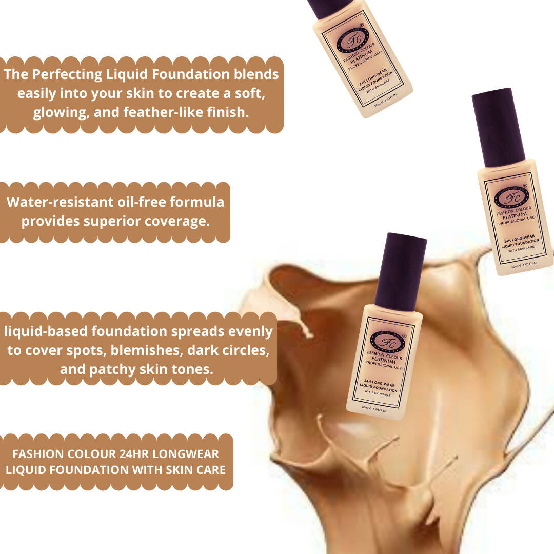 Fashion Colour 24HR Long Wear Liquid Foundation-Golden (Dark Skin Tone)