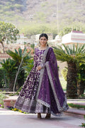 Joban Fashion Wine Viscose Jacquard Sequence Embroidery Work Kurta Set