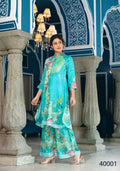 Designer Stylish Sky Pure Muslin Stitched Suit - Apoorva