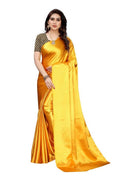 Vamika Plain Yellow Satin Saree (SATIN GLORY Yellow)