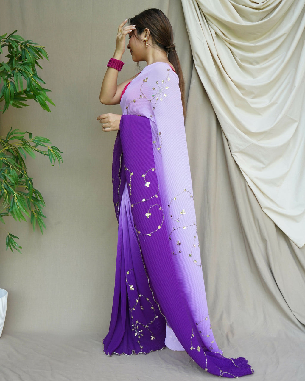 Vamsee Antara Purple Georgette Saree