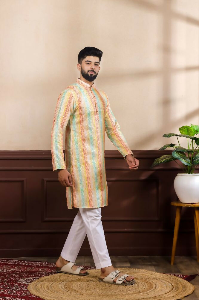 Multy Art Silk Digital Printed, Embroidery Work Kurta Set - Mahotsav