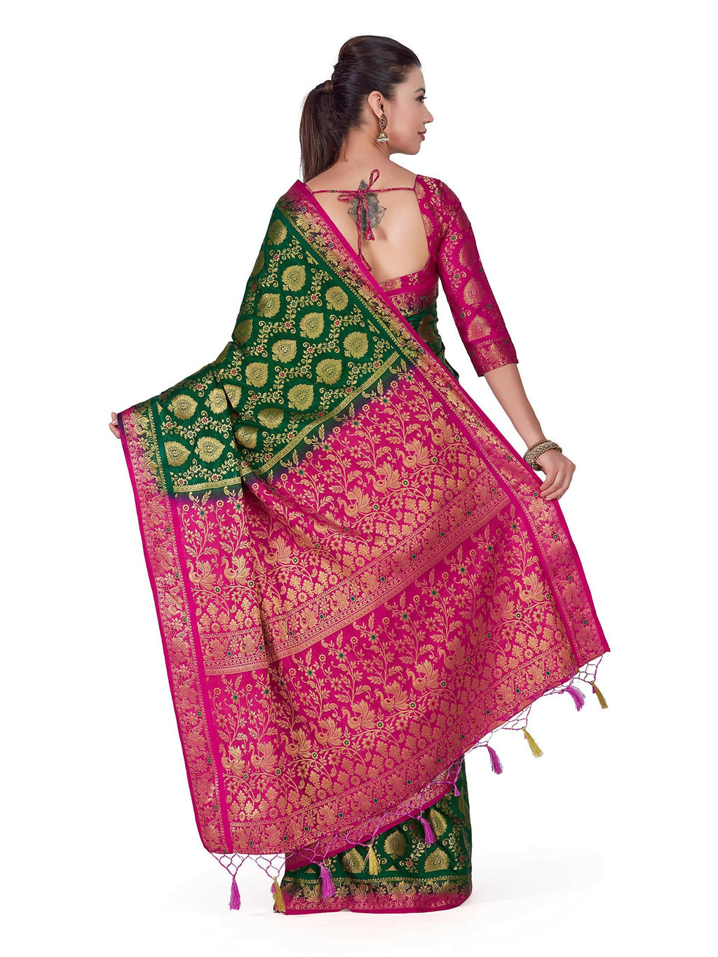 Mimosa Women's Green Color Beautiful Kanchipuram Silk Saree