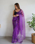 Vamsee Wine Organza Saree
