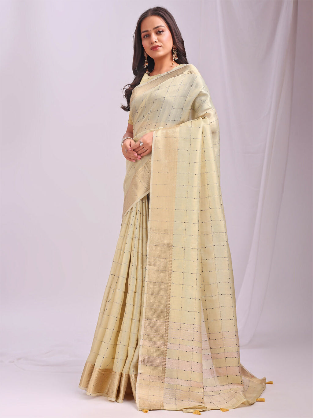 Shree Shyam Fashion Organza Gold Saree