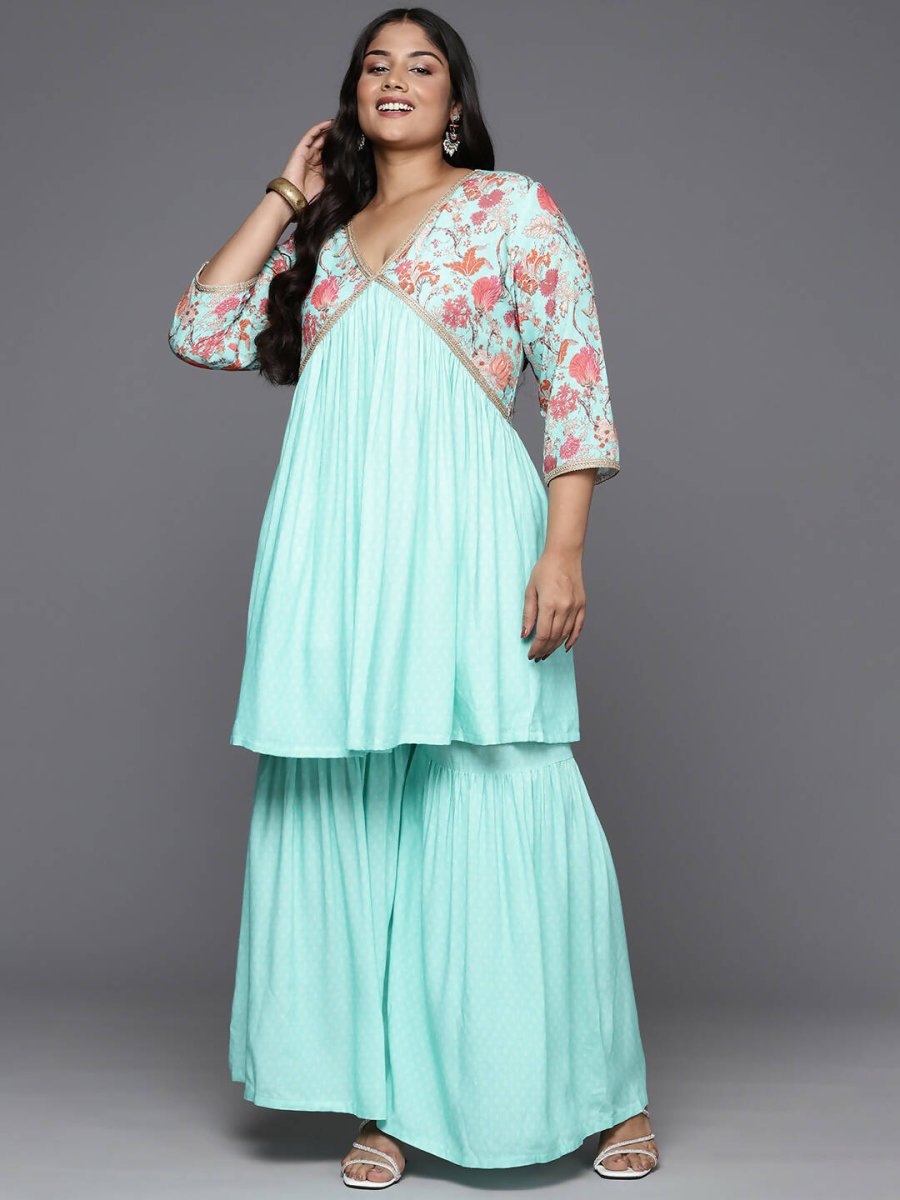 Ahalyaa Women's Traditional Wear Co-ords - Firozi