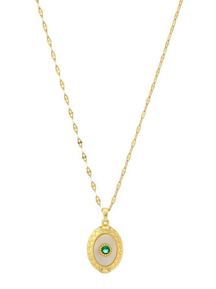 Antique Finish Crystal Necklace - Ruby Raang