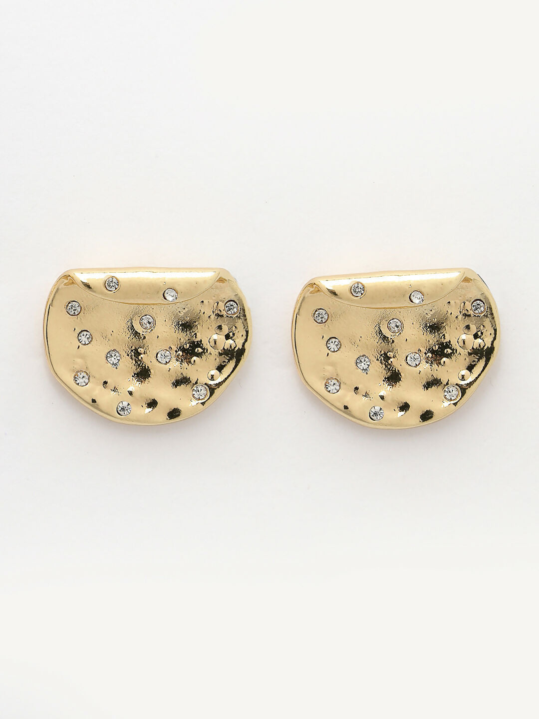 NVR Women's Set of 2 Gold & Silver Brass-Plated Artificial Stones Studded Studs Earring
