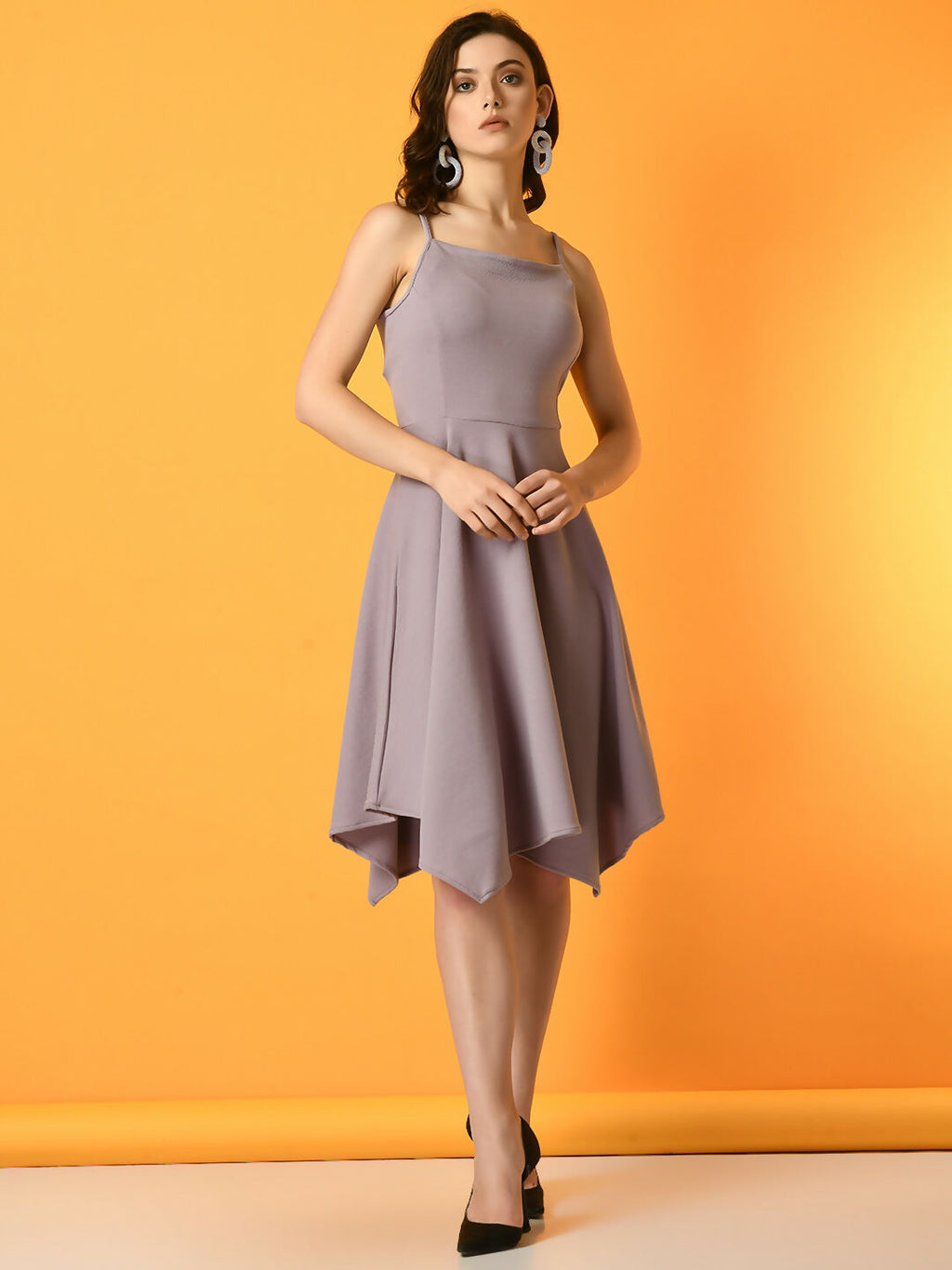 Myshka Women's Lavender Solid Party Dress