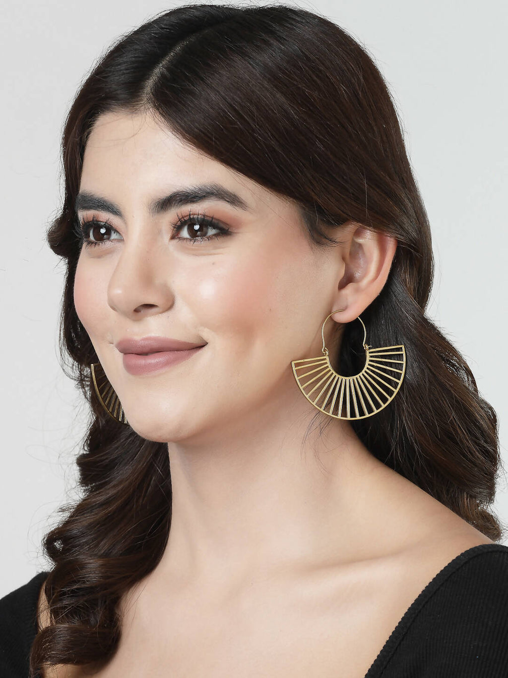 NVR Women Golden Hoop Earrings