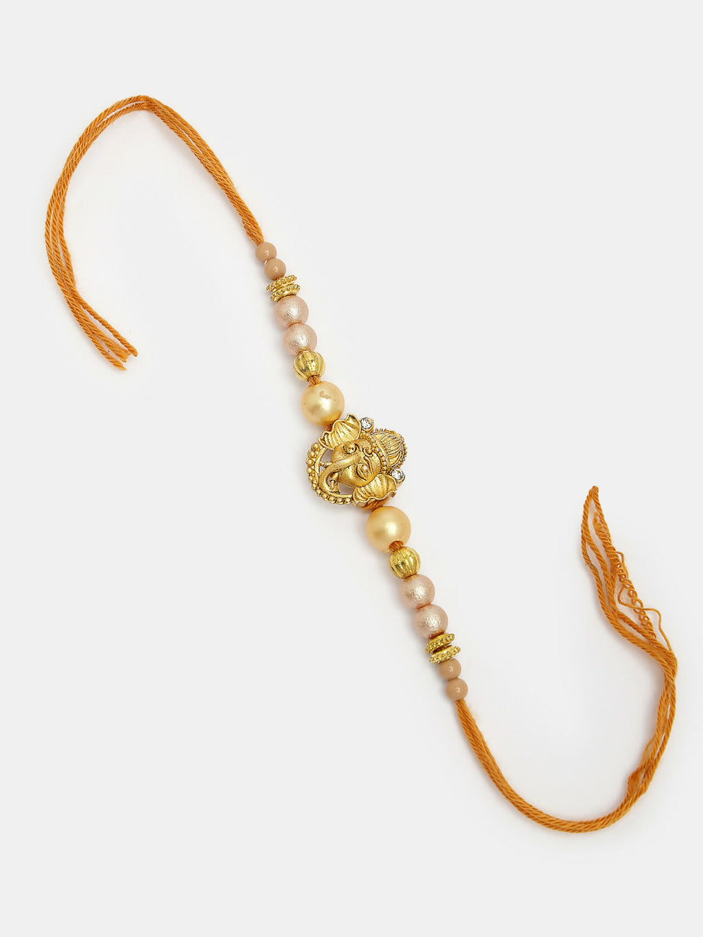 NVR Men Set of 4 Multicolor Stone-Studded Ganesh Rakhi With Roli Chawal