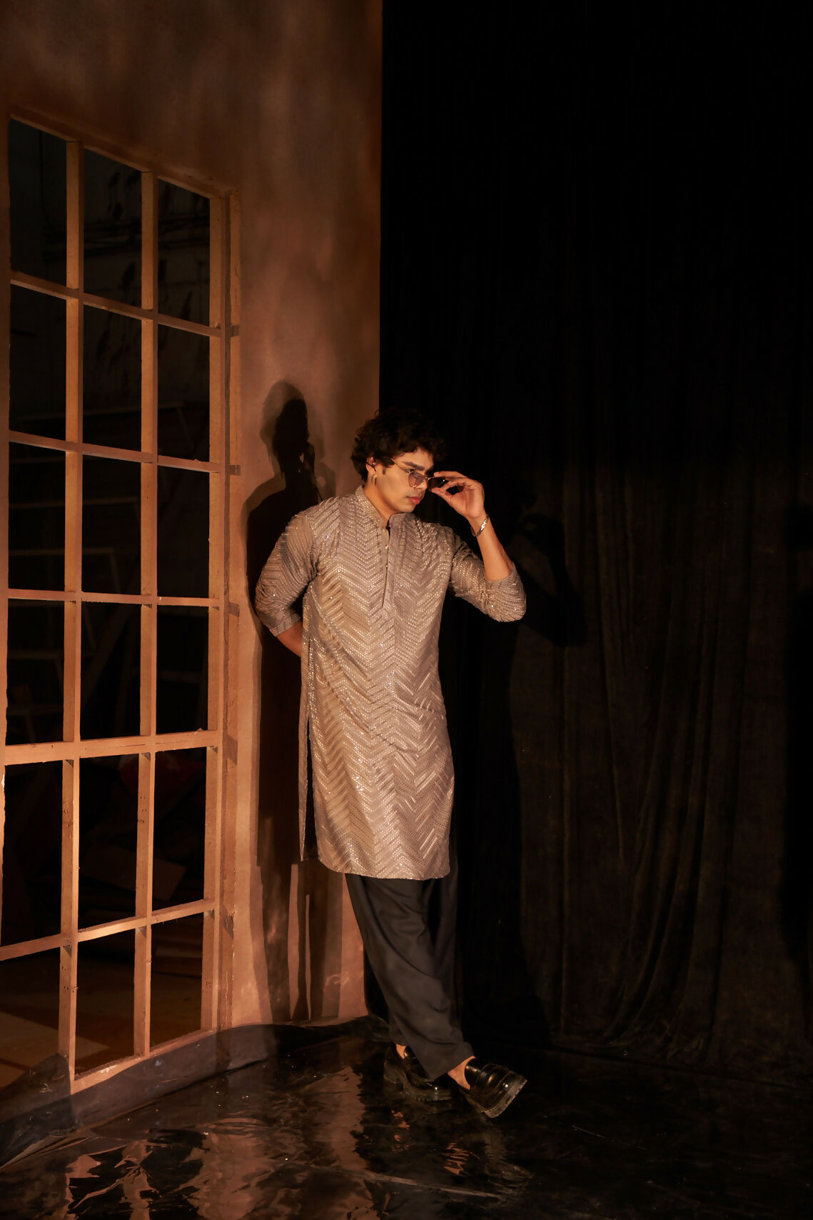 Grey Viscose Chikankari Embroidery Work Men's Kurta Set - Mahotsav