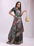 Shree Shyam Fashion Linen Cotton Grey Saree